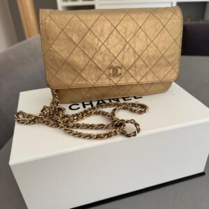 Chanel Wallet on Chain Vintage – Cuir métallisé doré